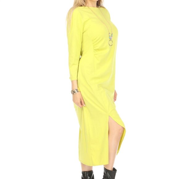 Lime Rouch Designer Pockets Dress - Picture 4 of 5